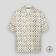 Louis Vuitton Monogram Craggy Printed Short-Sleeved Silk Shirt in Beige