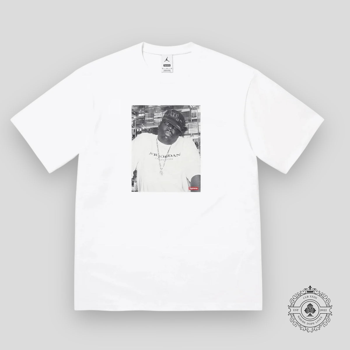 Supreme X Air Jordan Biggie Smalls Tee in White
