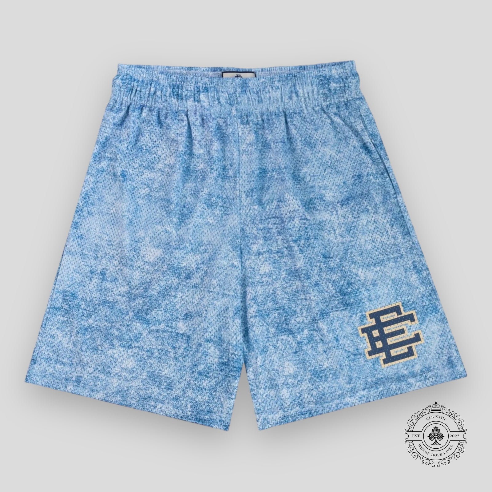 Eric Emanuel EE Basic Shorts in Acid Denim / Navy