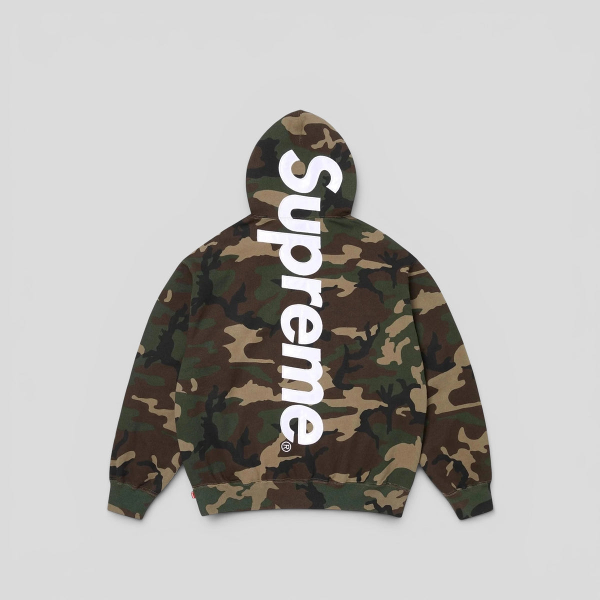 Supreme Satin Applique Hooded Sweatshirt in Woodland Camo (SS26)