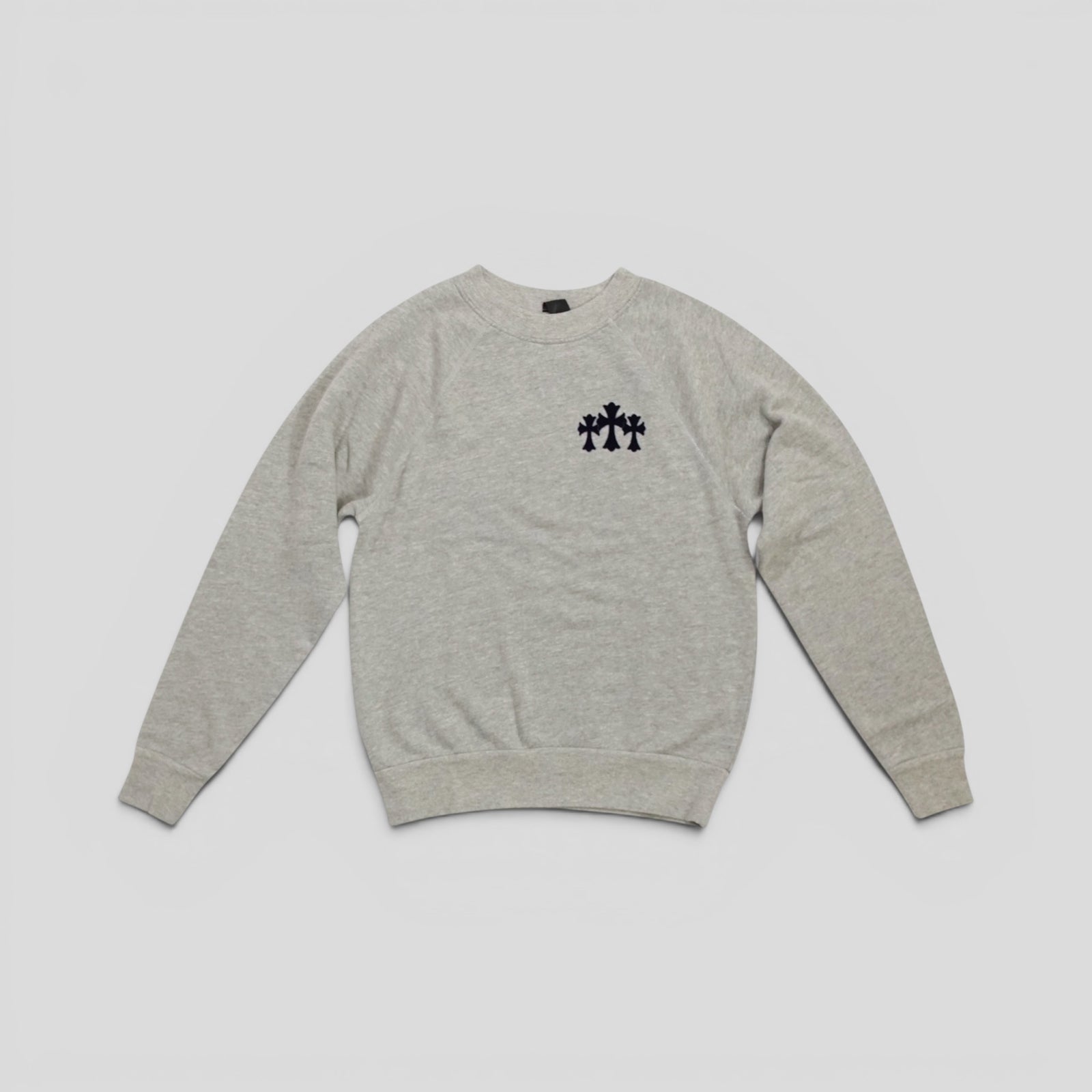 Chrome Hearts Women's Triple Cross CH Flocked Crewneck in Grey