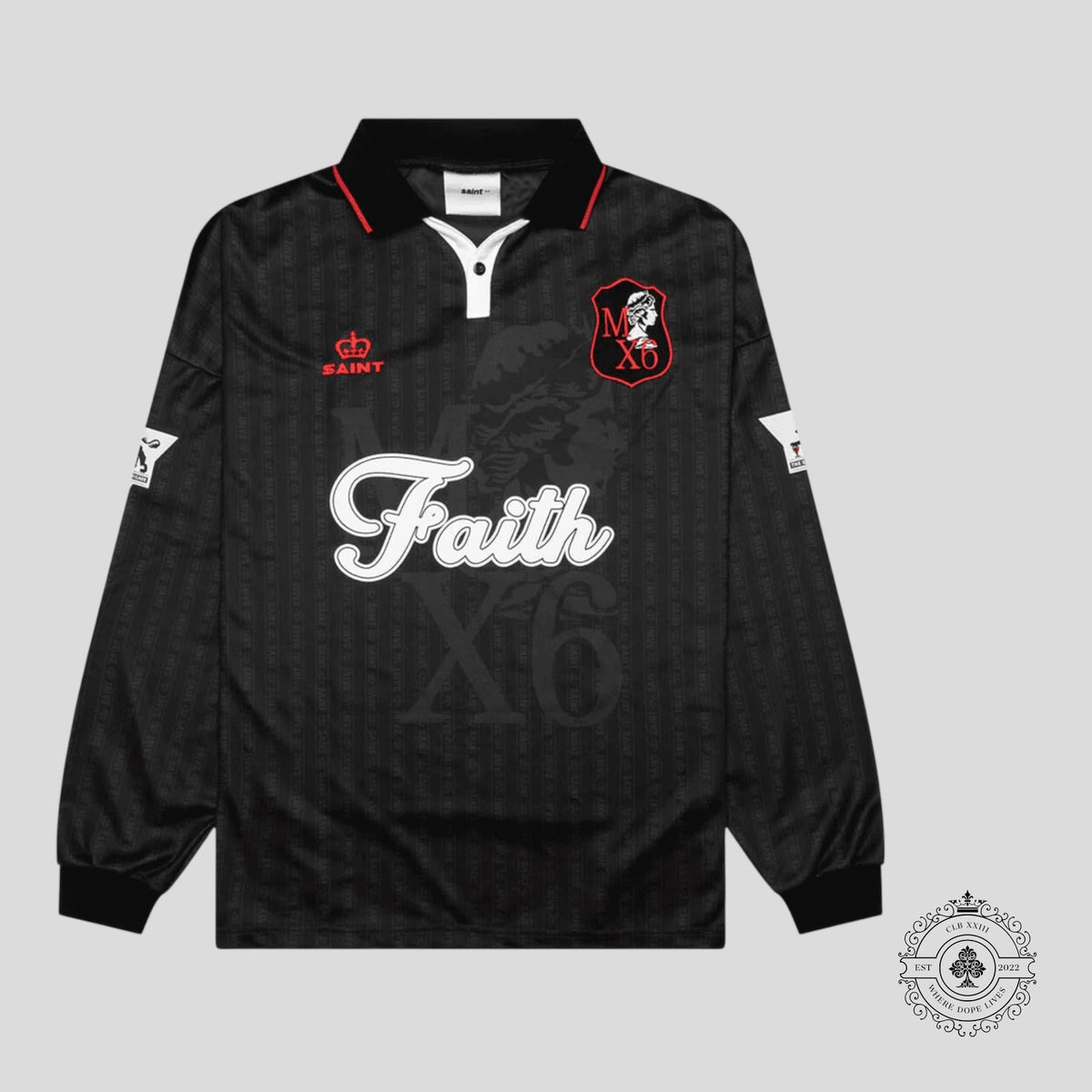 Saint Michael Faith Soccer Tee in Black