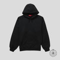 Supreme Satin Applique Hooded Sweatshirt in Black