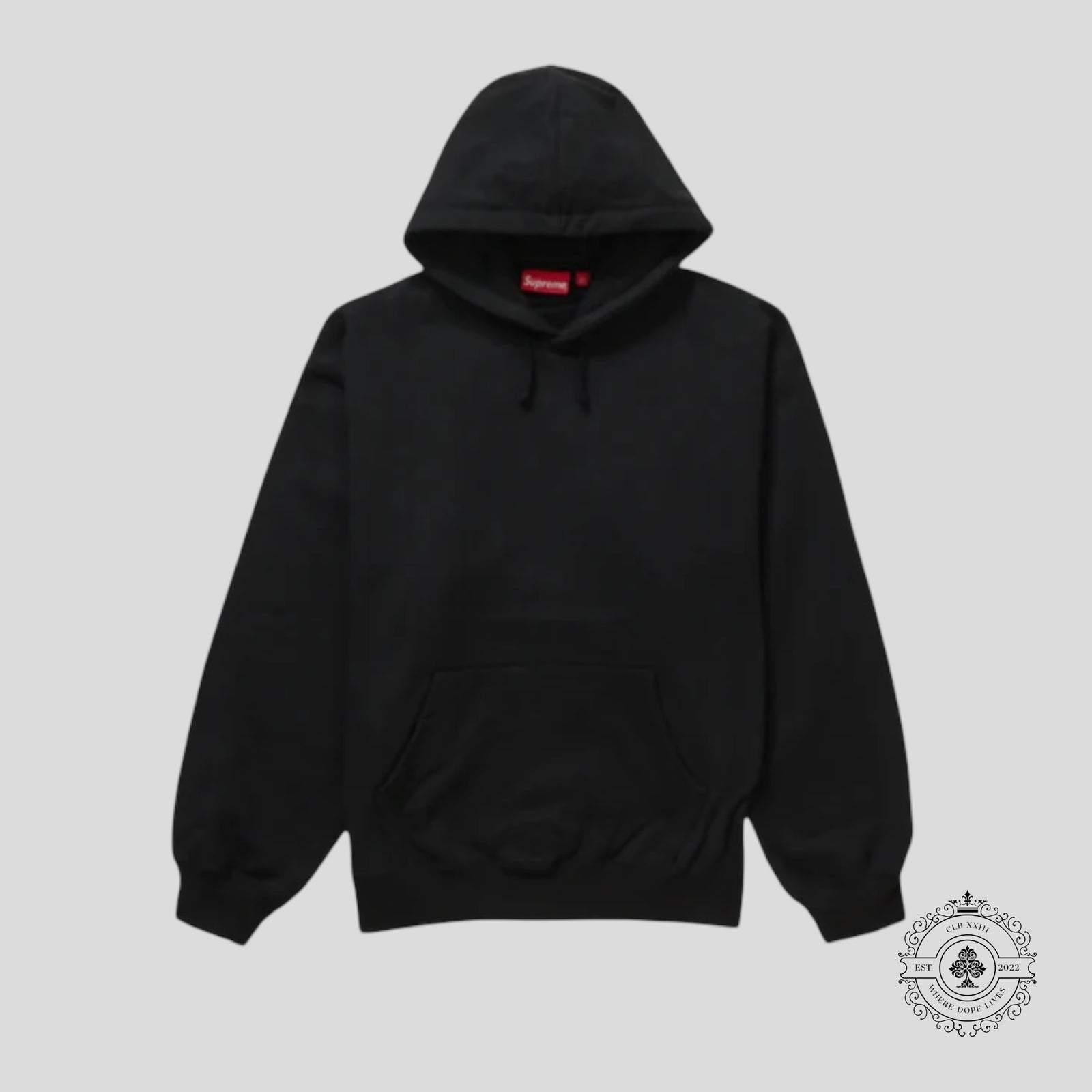 Supreme Satin Applique Hooded Sweatshirt in Black