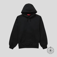 Supreme Satin Applique Hooded Sweatshirt in Black