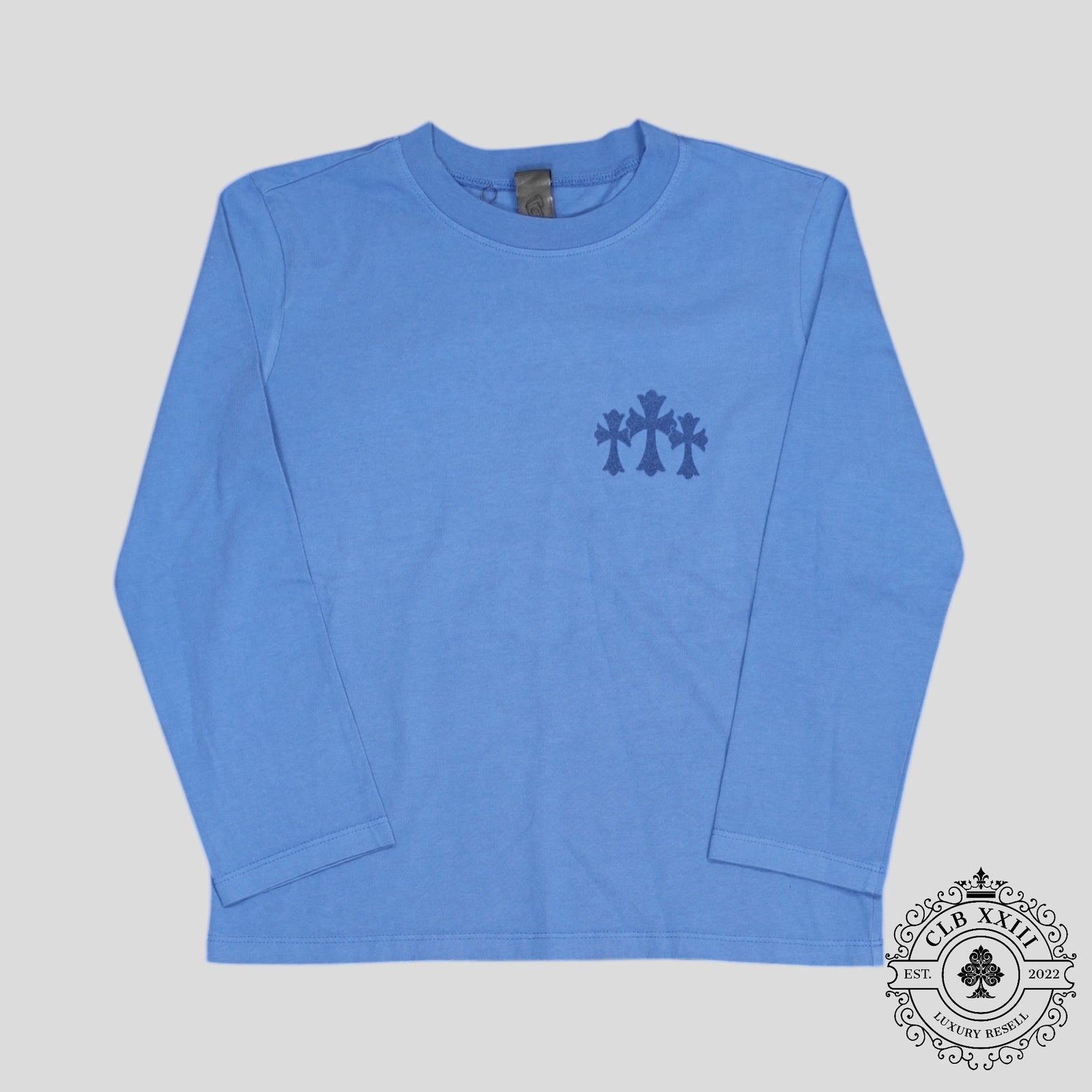 Chrome Hearts Women's Triple Cross Flocked Long Sleeve in Blue