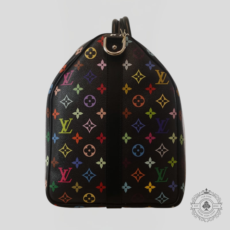 Louis Vuitton x Takashi Murakami Keepall Bandouliere 50 in Black