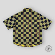 Louis Vuitton Short-Sleeved Damier Wool Shirt in Black/Yellow
