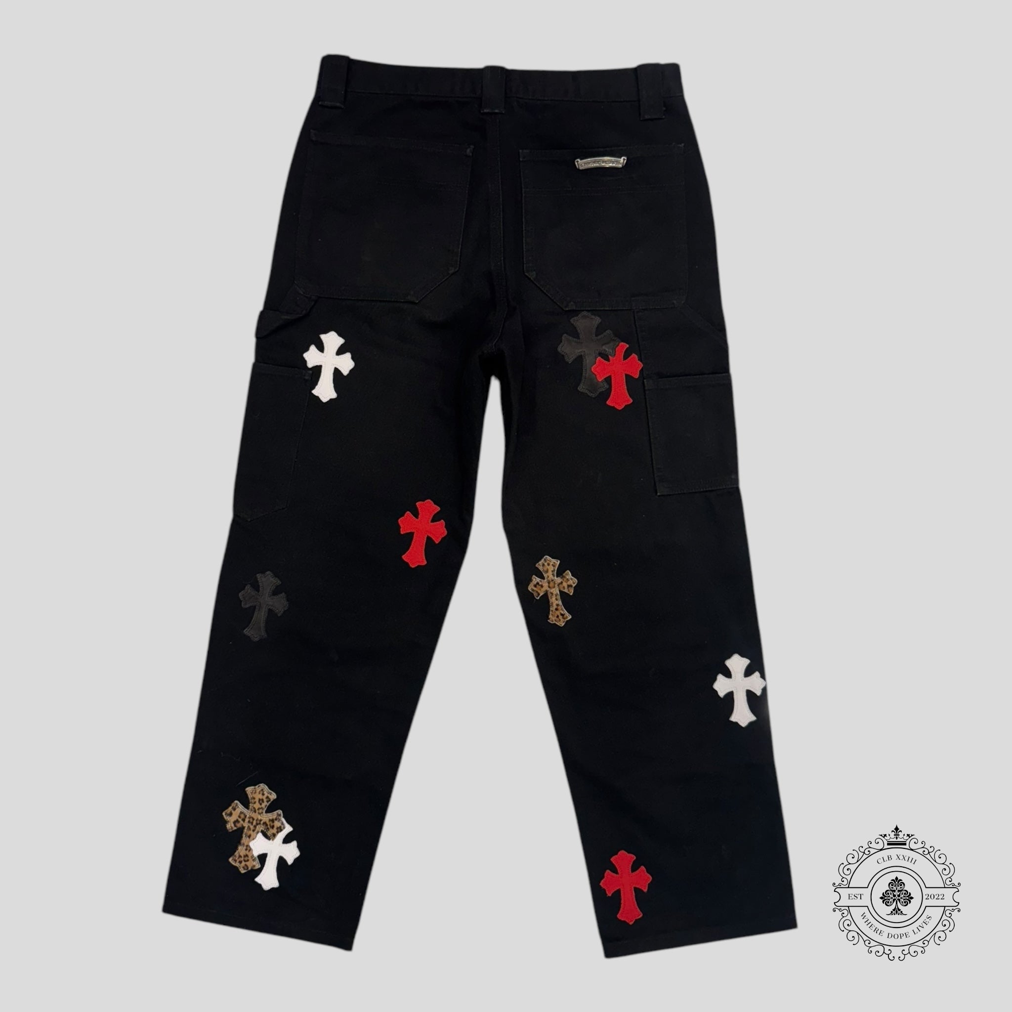 Chrome Hearts Leopard Cross Patch Carpenter Pants