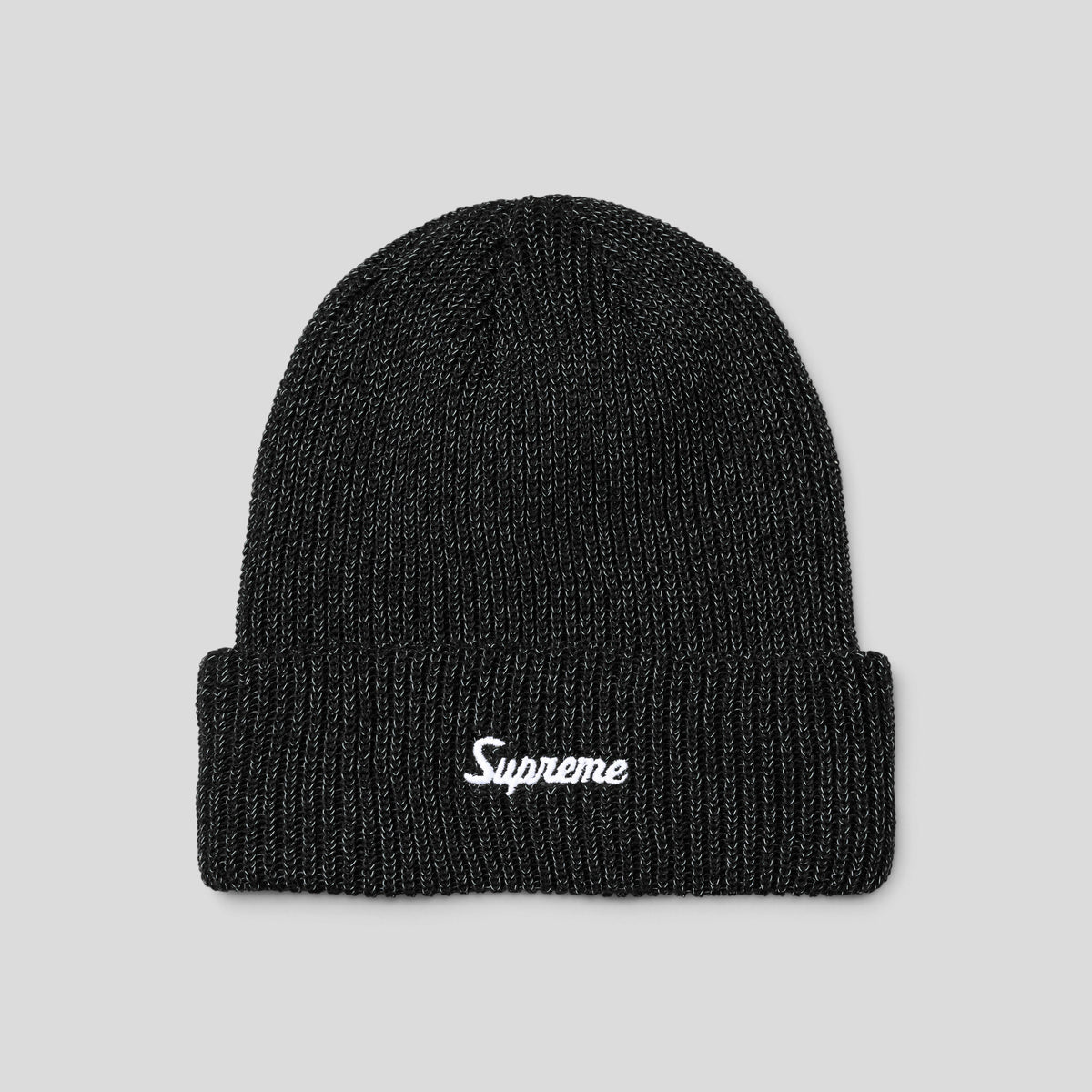 Supreme Loose Gauge Beanie in Black Reflective