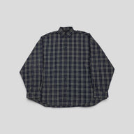 Balenciaga Oversized Cotton Flannel Button Up in Blue/Green
