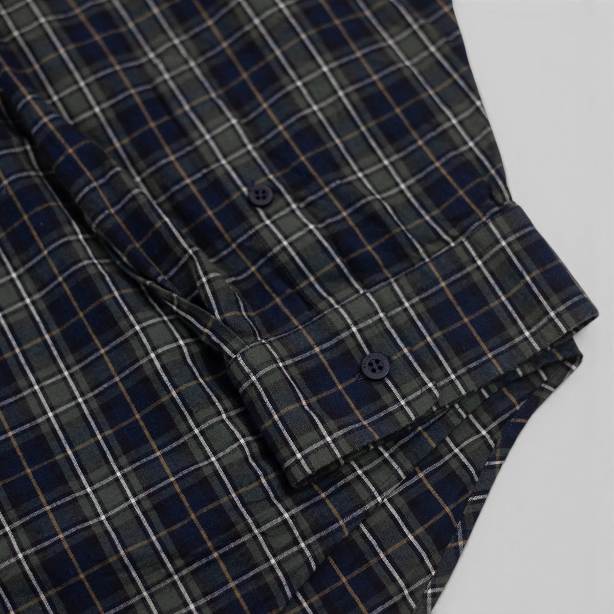 Balenciaga Oversized Cotton Flannel Button Up in Blue/Green