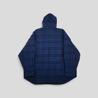 Balenciaga Plaid Hooded Button Up in Blue