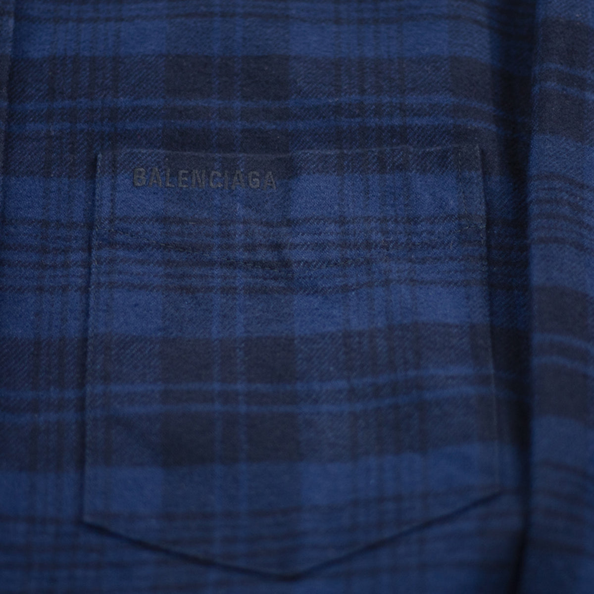 Balenciaga Plaid Hooded Button Up in Blue