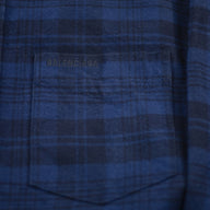 Balenciaga Plaid Hooded Button Up in Blue