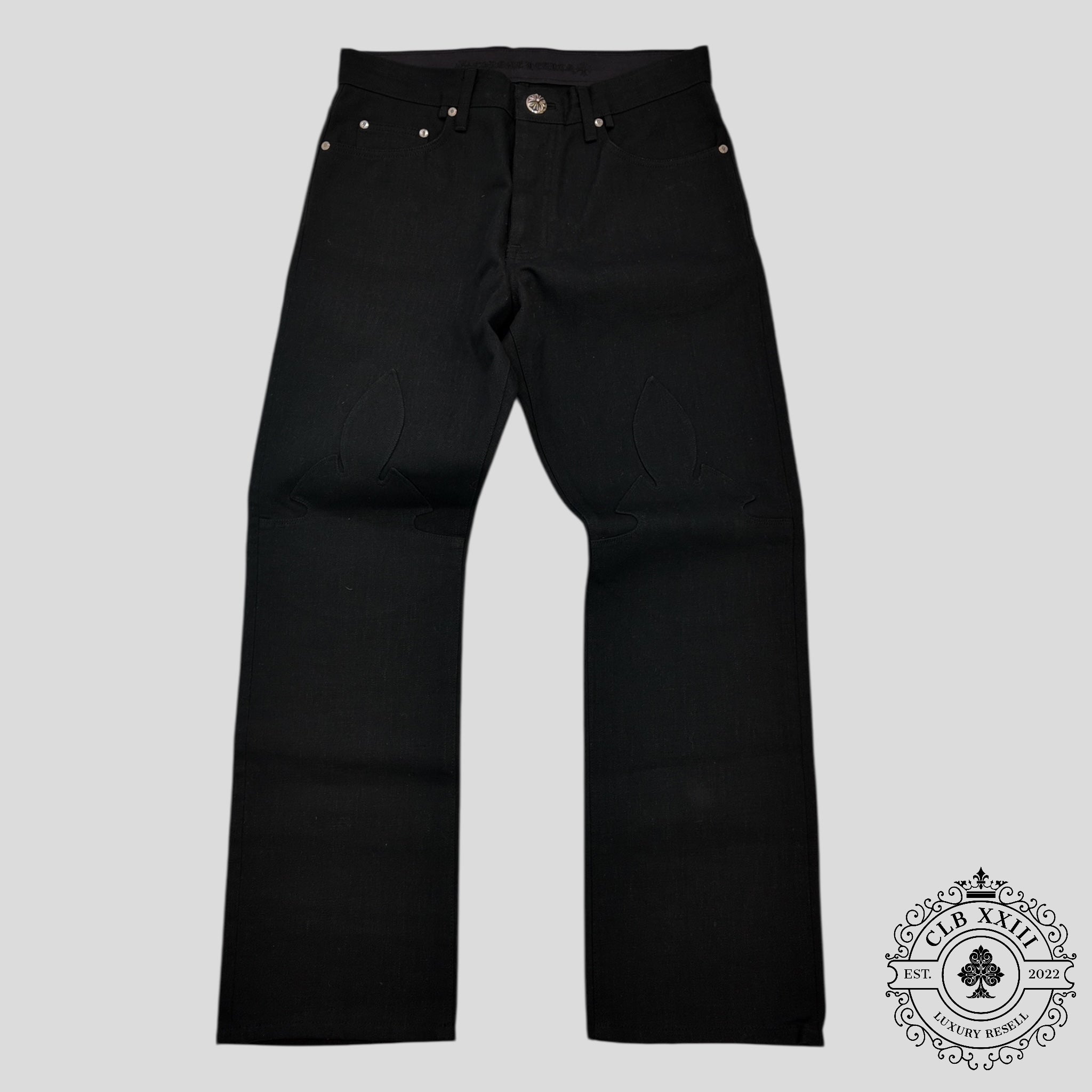 Chrome Hearts Fleur Knee Jeans in Black