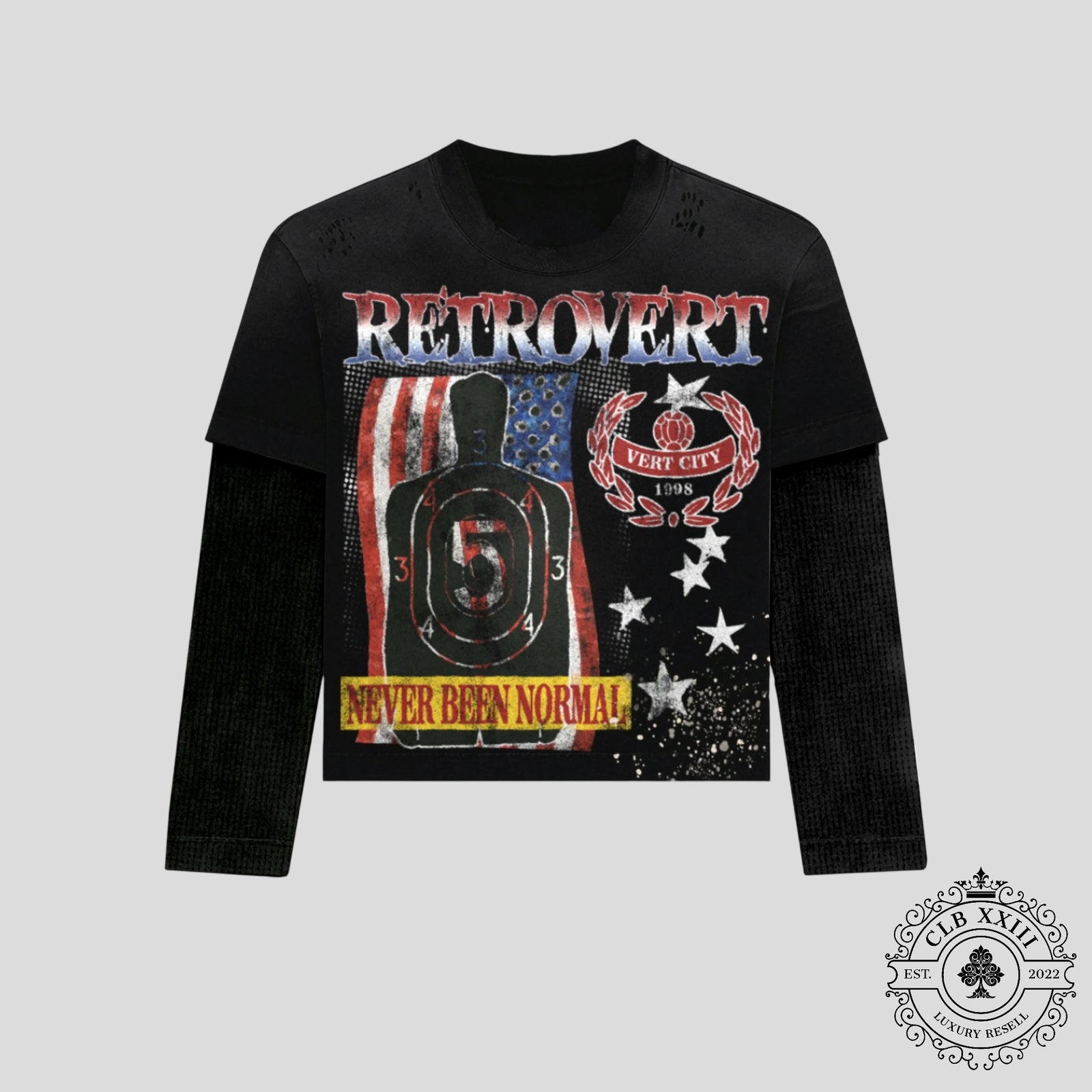 Retrovert USA Longsleeve Thermal T-Shirt in Black
