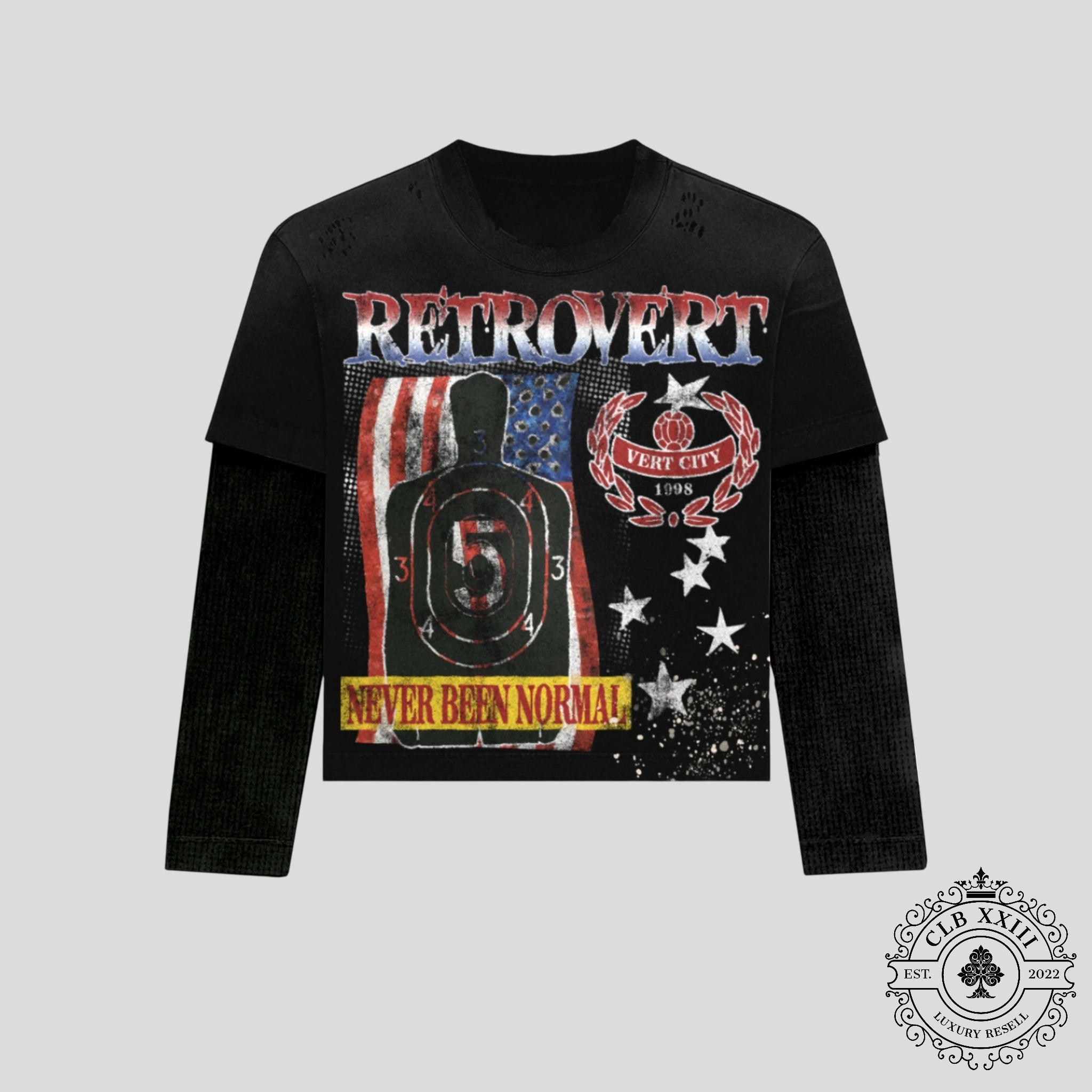 Retrovert USA Longsleeve Thermal T-Shirt in Black