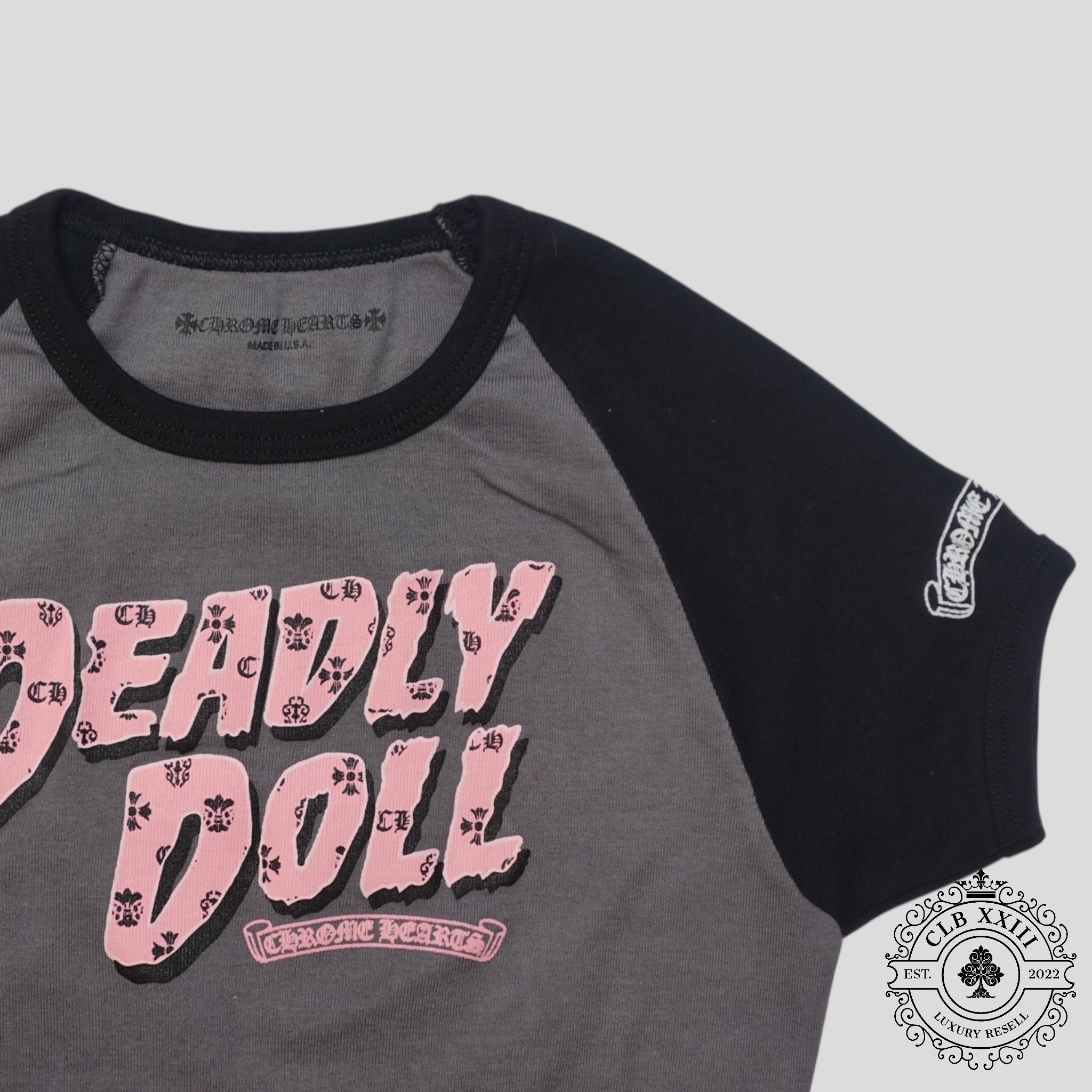 Chrome Hearts Deadly Doll Baby Tee in Grey