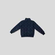 CLB XXIII Louis Vuitton black monogram fleece jacket with a high collar and ribbed cuffs, back view