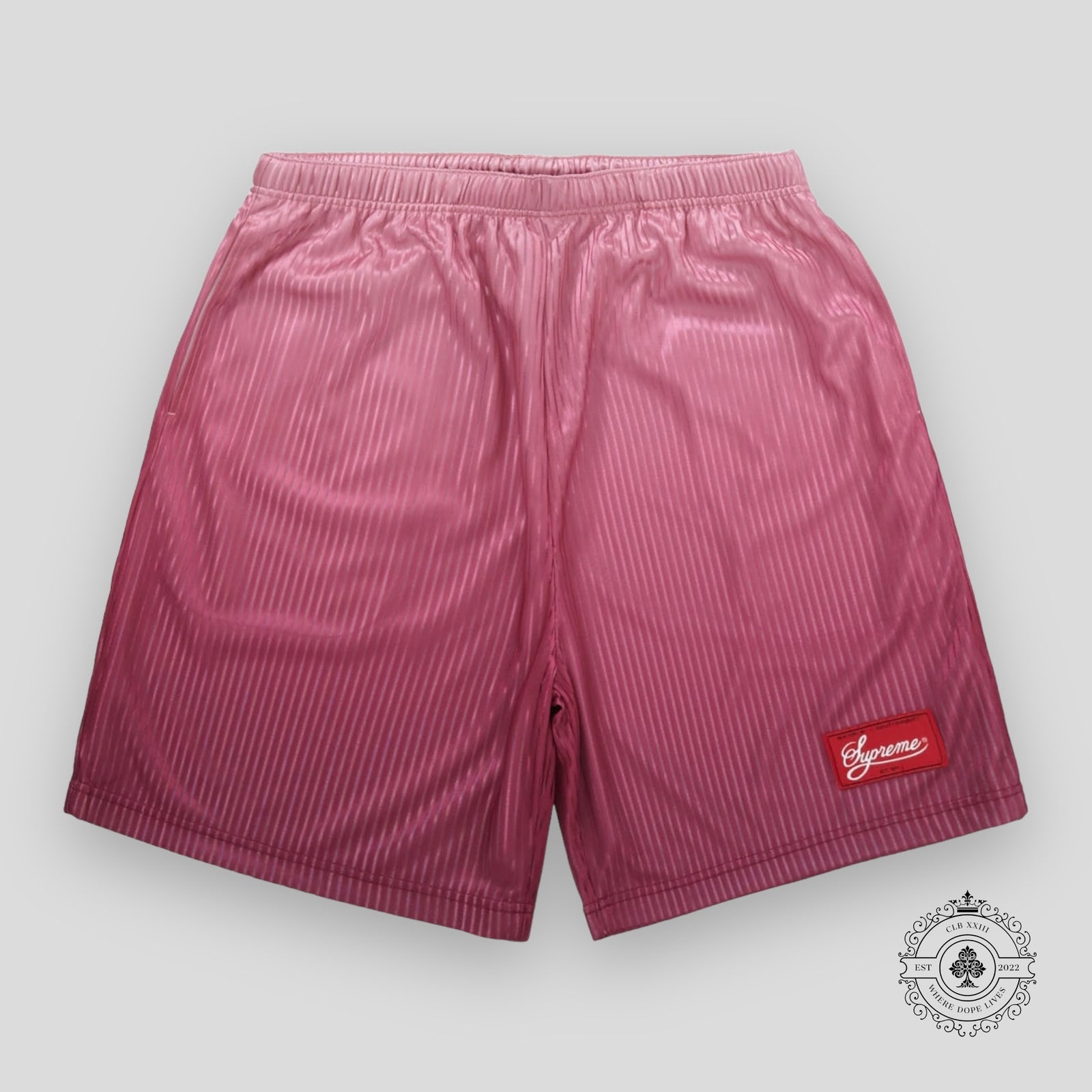 Supreme Gradient Mesh Stripe Shorts in Magenta