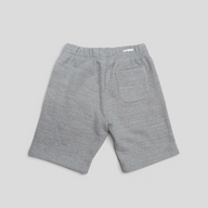 CLB XXIII Chrome Hearts Seven-11 grey heavyweight cotton fleece sweatshorts, back view with single patch pocket.