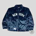 Kith Yankees Faux Fur Coaches Jacket in Navy