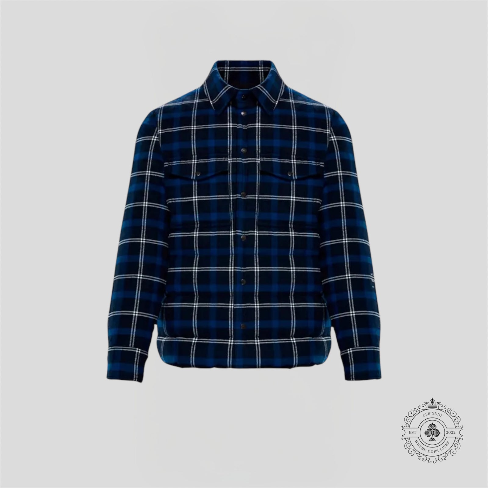 Moncler X Fragment Moron Flannel Jacked in Blue