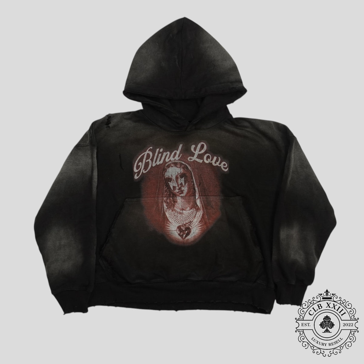 Blind Love Mary Pullover Hoodie in Washed Black