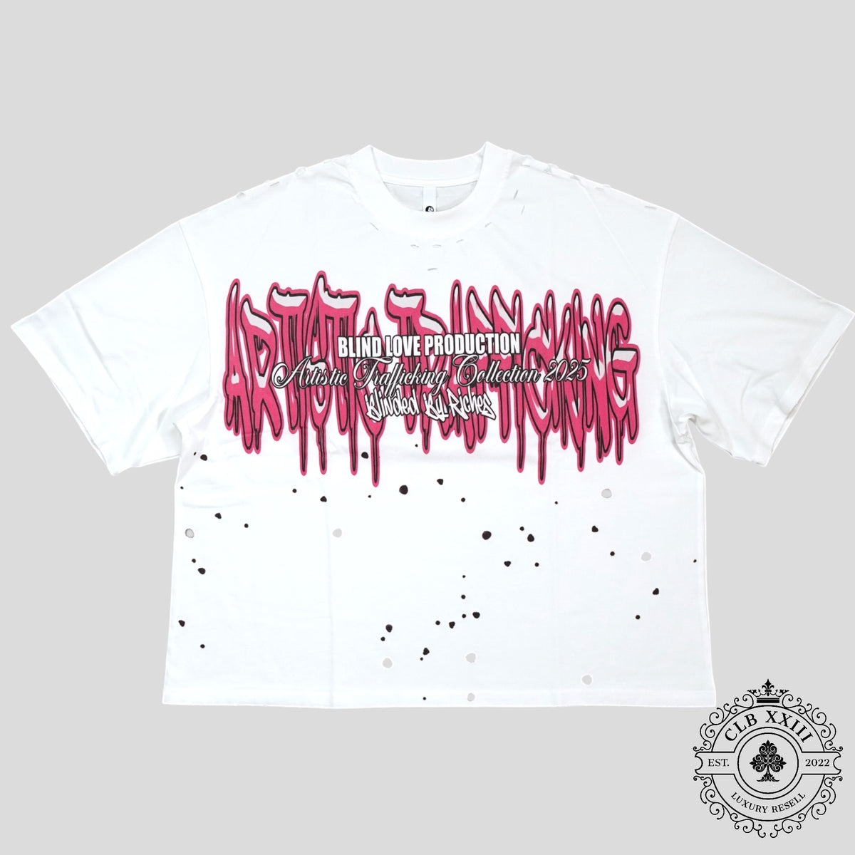 Blind Love Artistic Trafficking T-Shirt in White/Pink