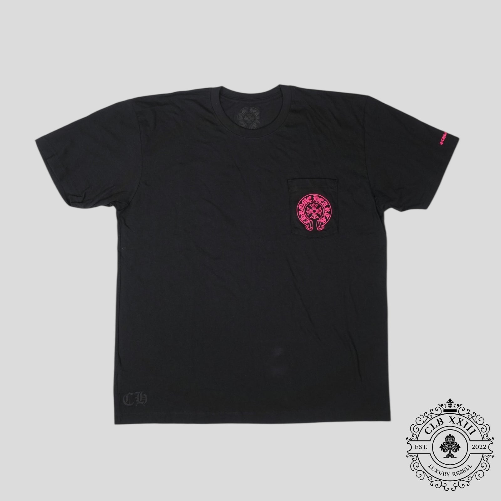 Chrome Hearts Horseshoe Logo Tee in Black/Pink
