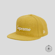 Supreme Mohair Box Logo New Era Fitted Hat in Dark Yellow