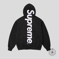 Supreme Satin Applique Hooded Sweatshirt in Black