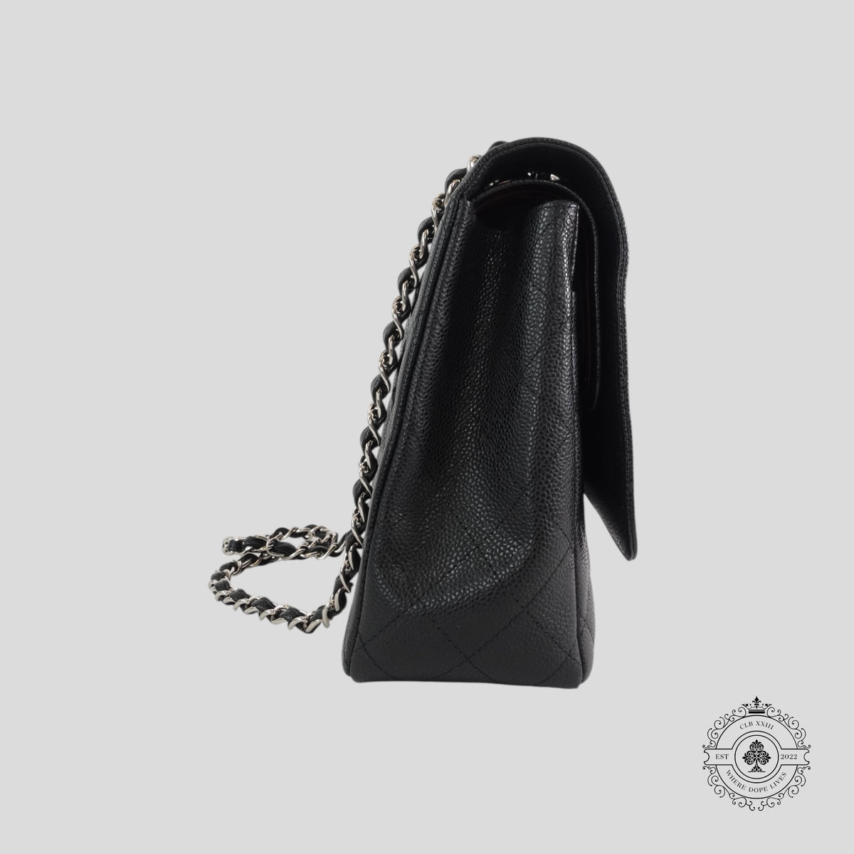 Chanel Caviar Leather Jumbo Quilted Flap Bag in Black