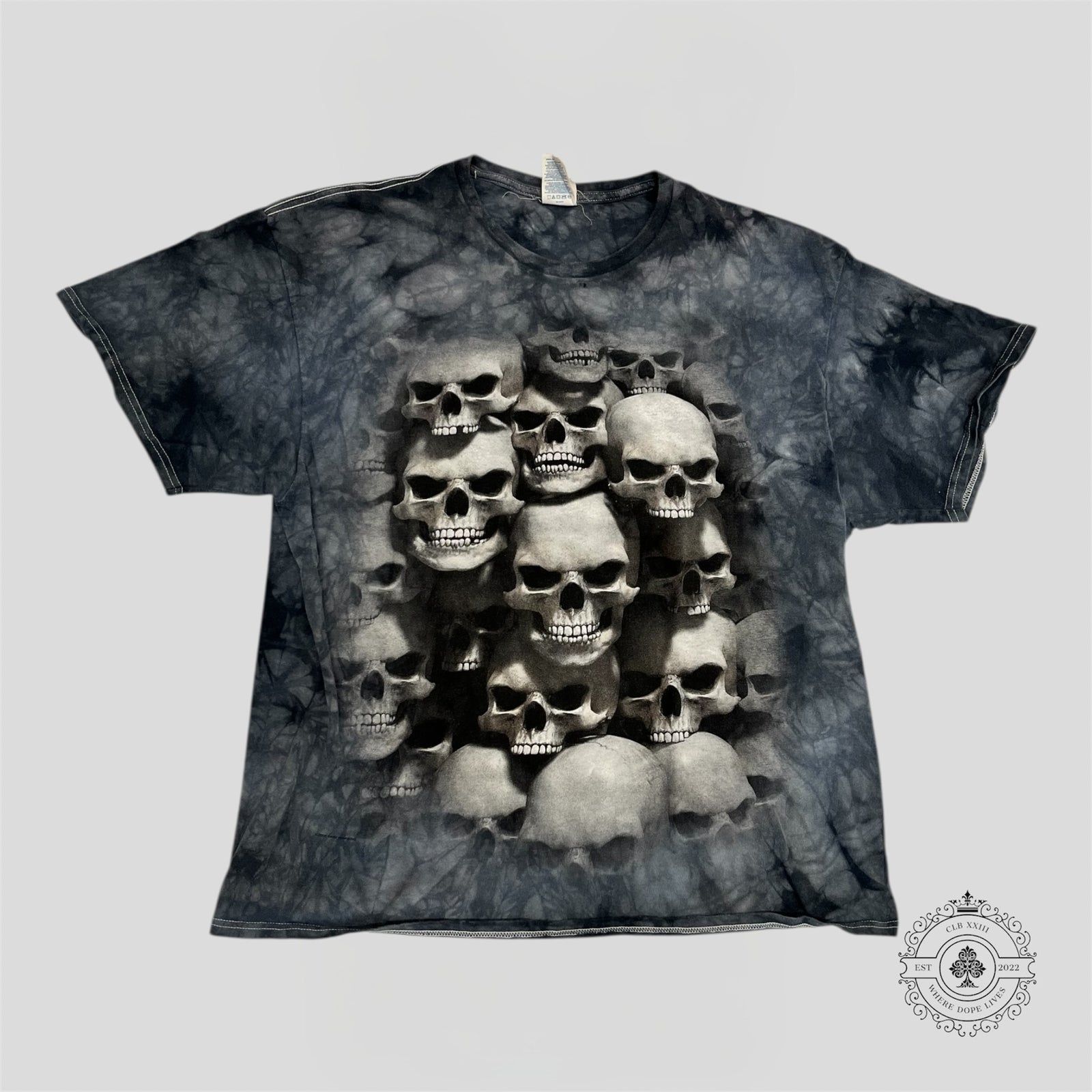 Delta Pro-Weight Tie-Dye Skull Tee in Grey