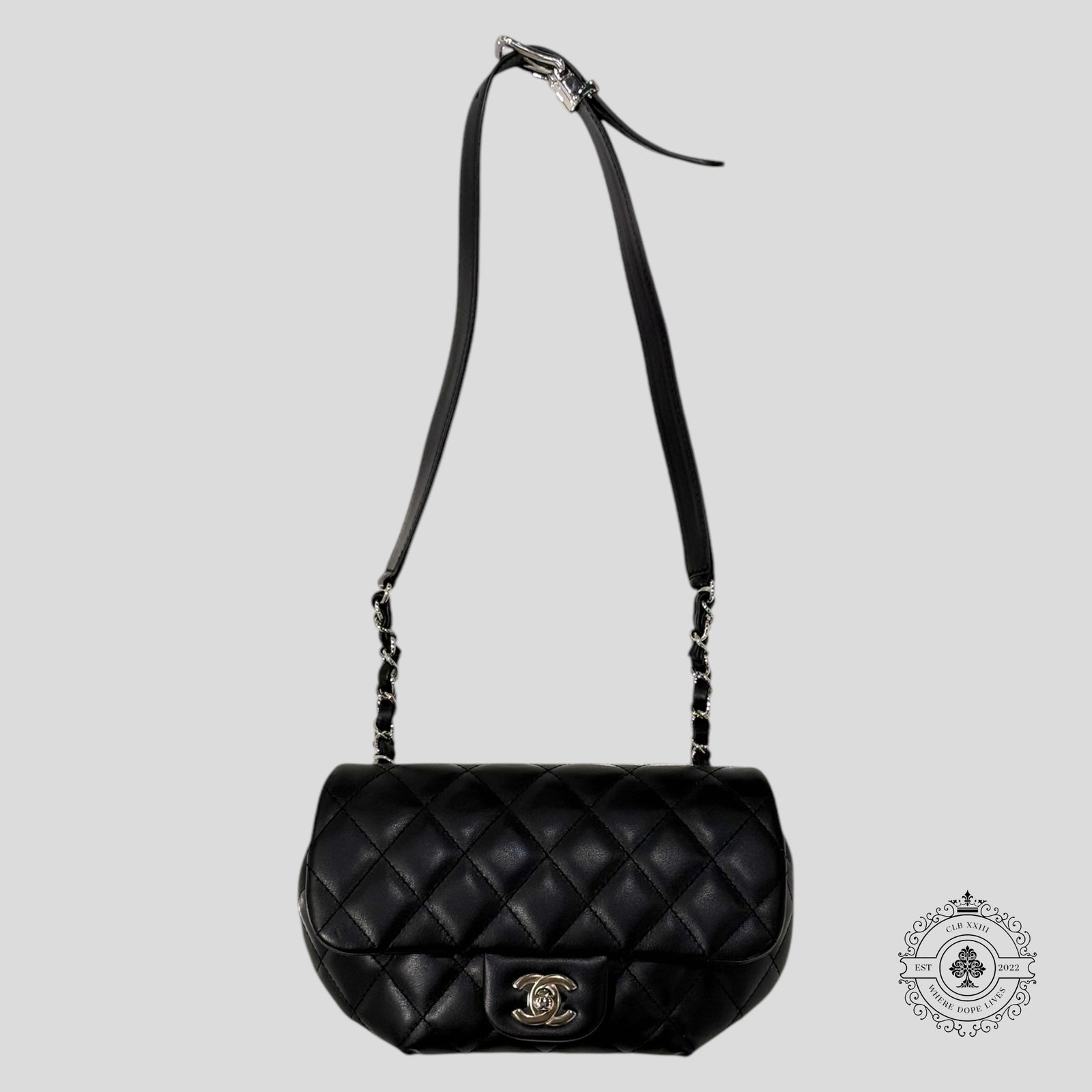 Chanel Quilted CC Uniform Flap Belt Bag in Black