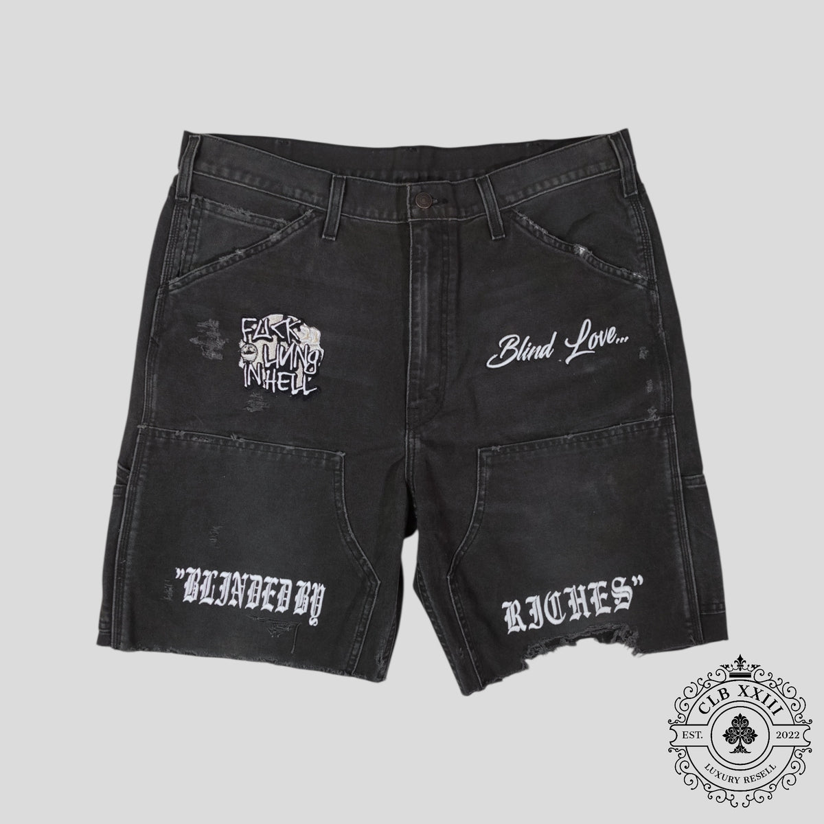Blind Love Blinded By Riches Embroidered Shorts