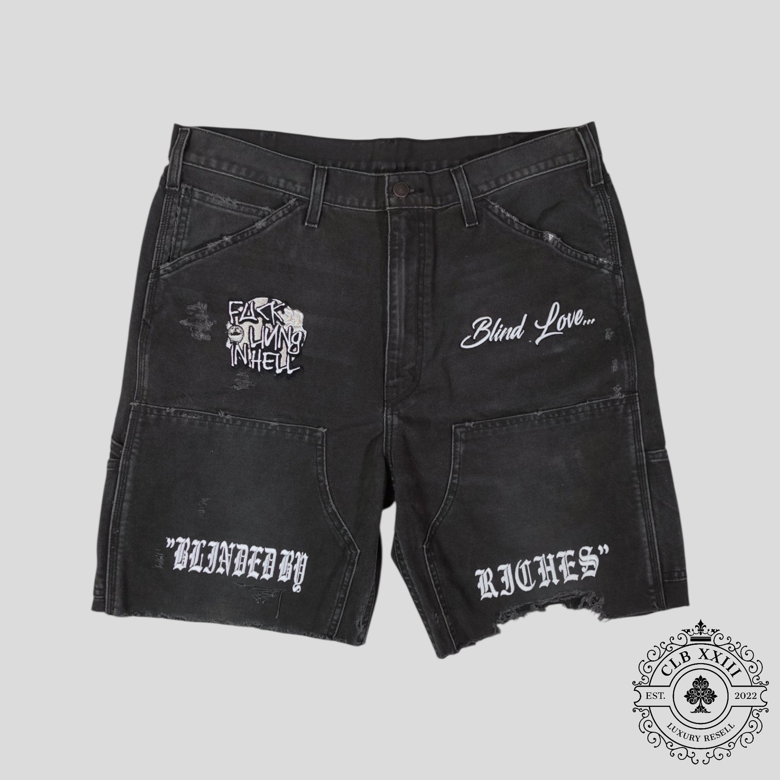 Blind Love Blinded By Riches Embroidered Shorts