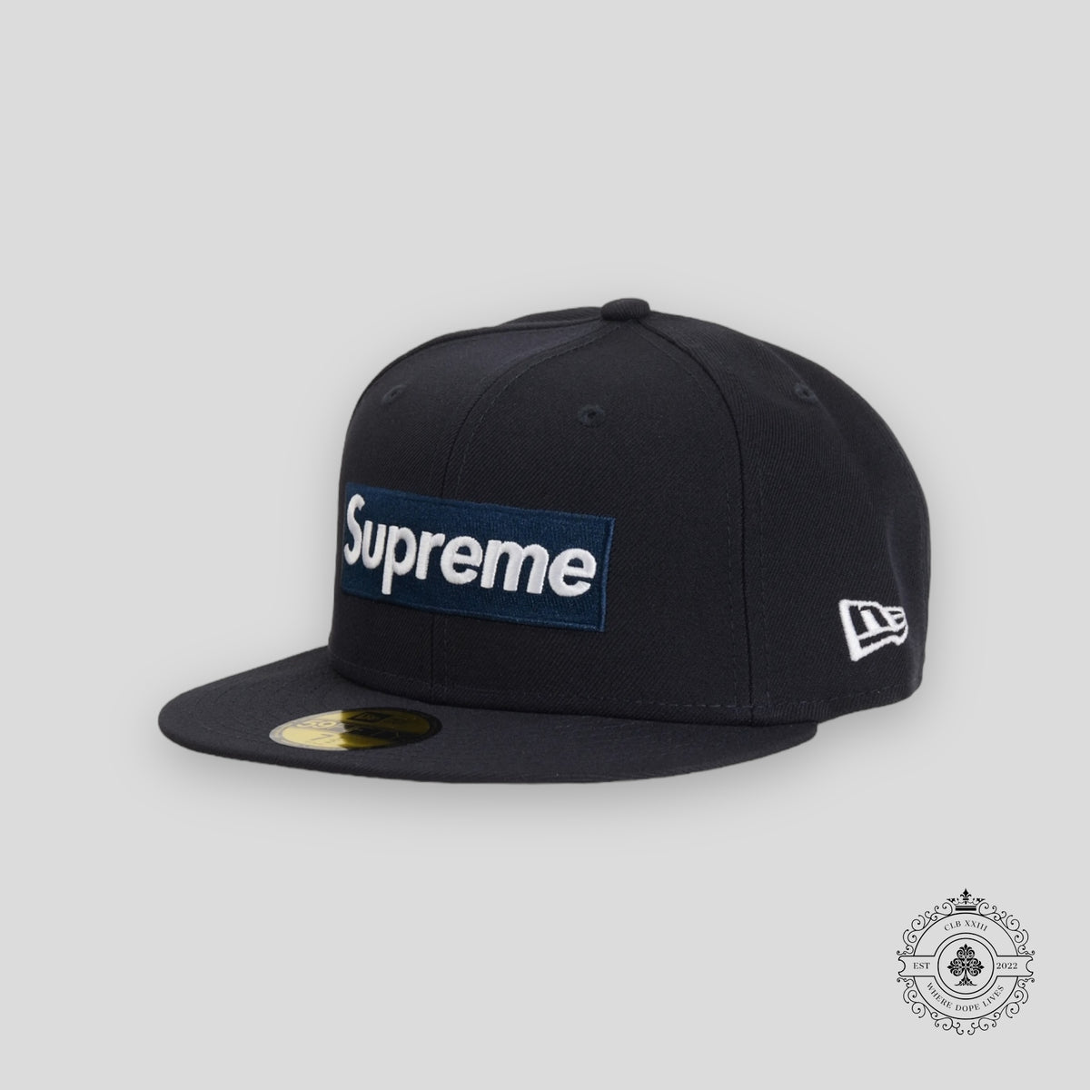 Supreme MLB Teams New York Box Logo New Era Fitted Cap in Navy