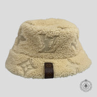 Louis Vuitton Shearling LV Curly Monogram Bucket Hat in Off White
