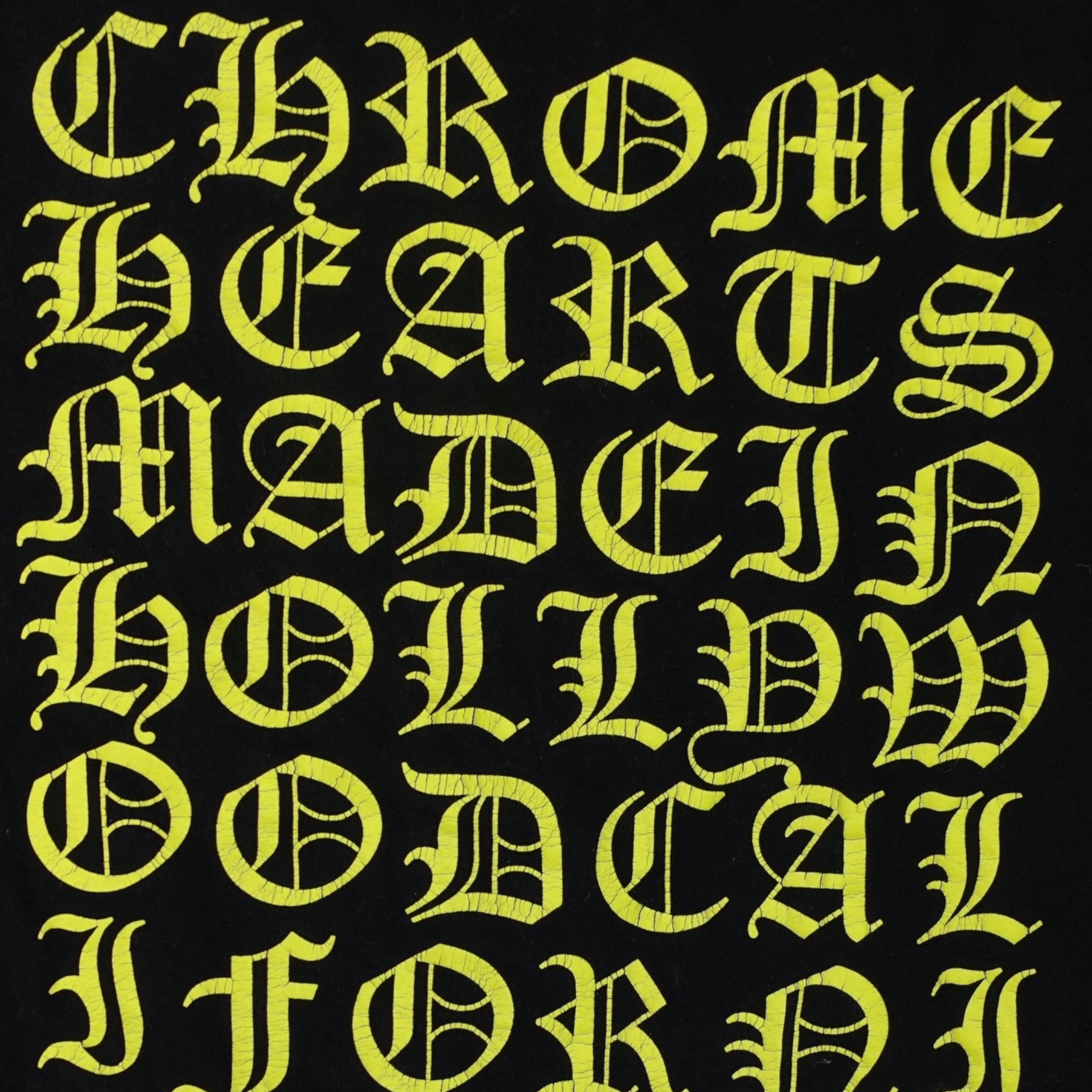 Chrome Hearts Eyechart Long Sleeve Shirt in Black/ Neon Green