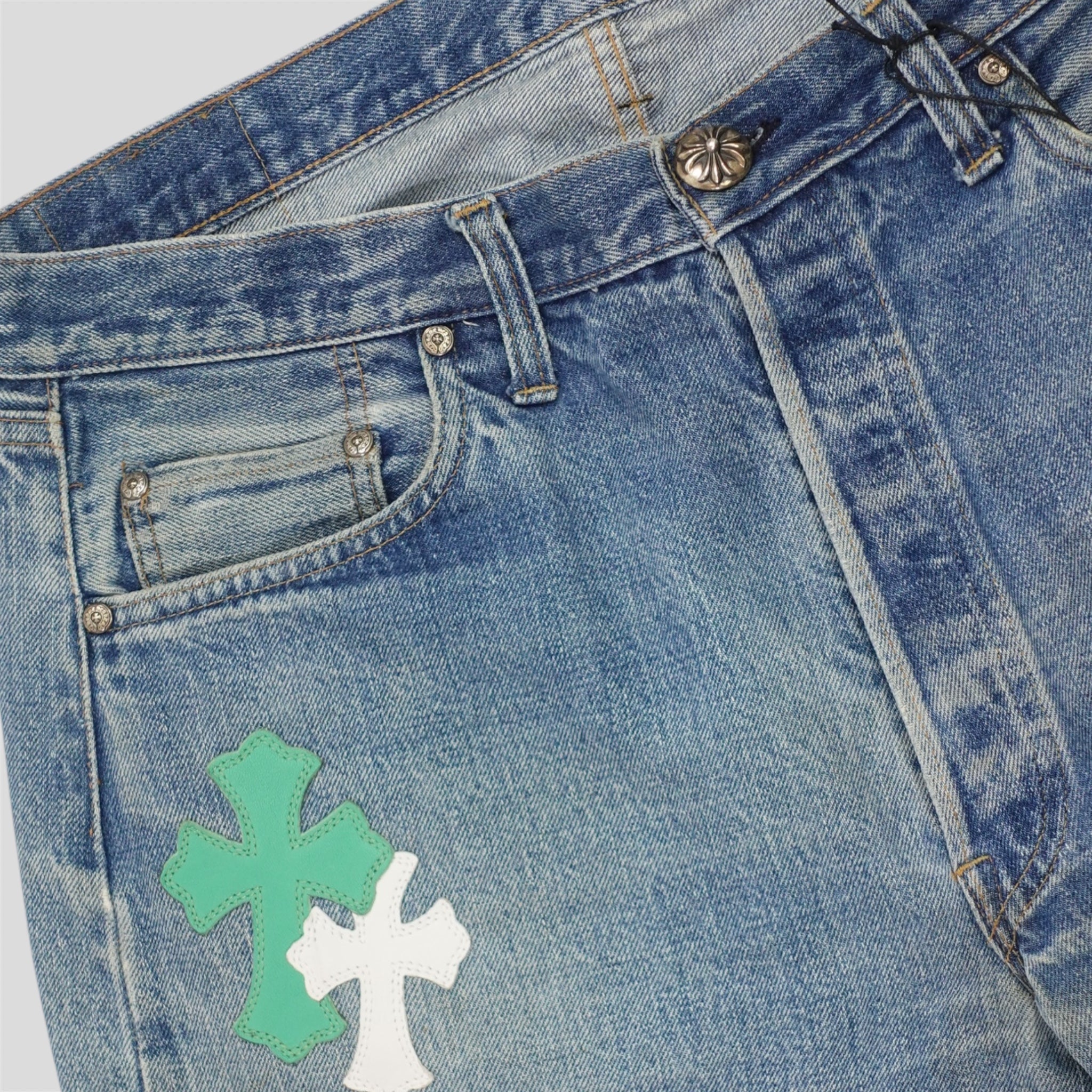 Chrome Hearts Multicolor Cross Patch Jeans