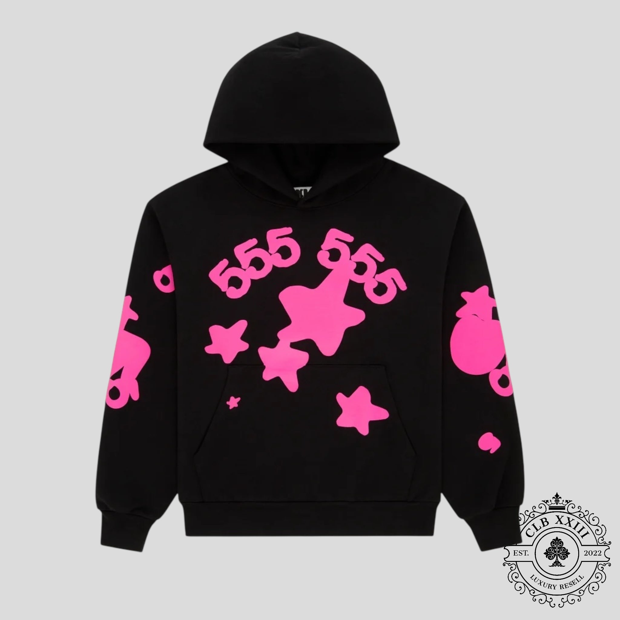 Sp5der Beluga Angel Hoodie in Black & Pink