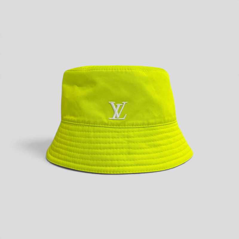 CLB XXIII Louis Vuitton monogram neon green bucket hat with white embroidered logo