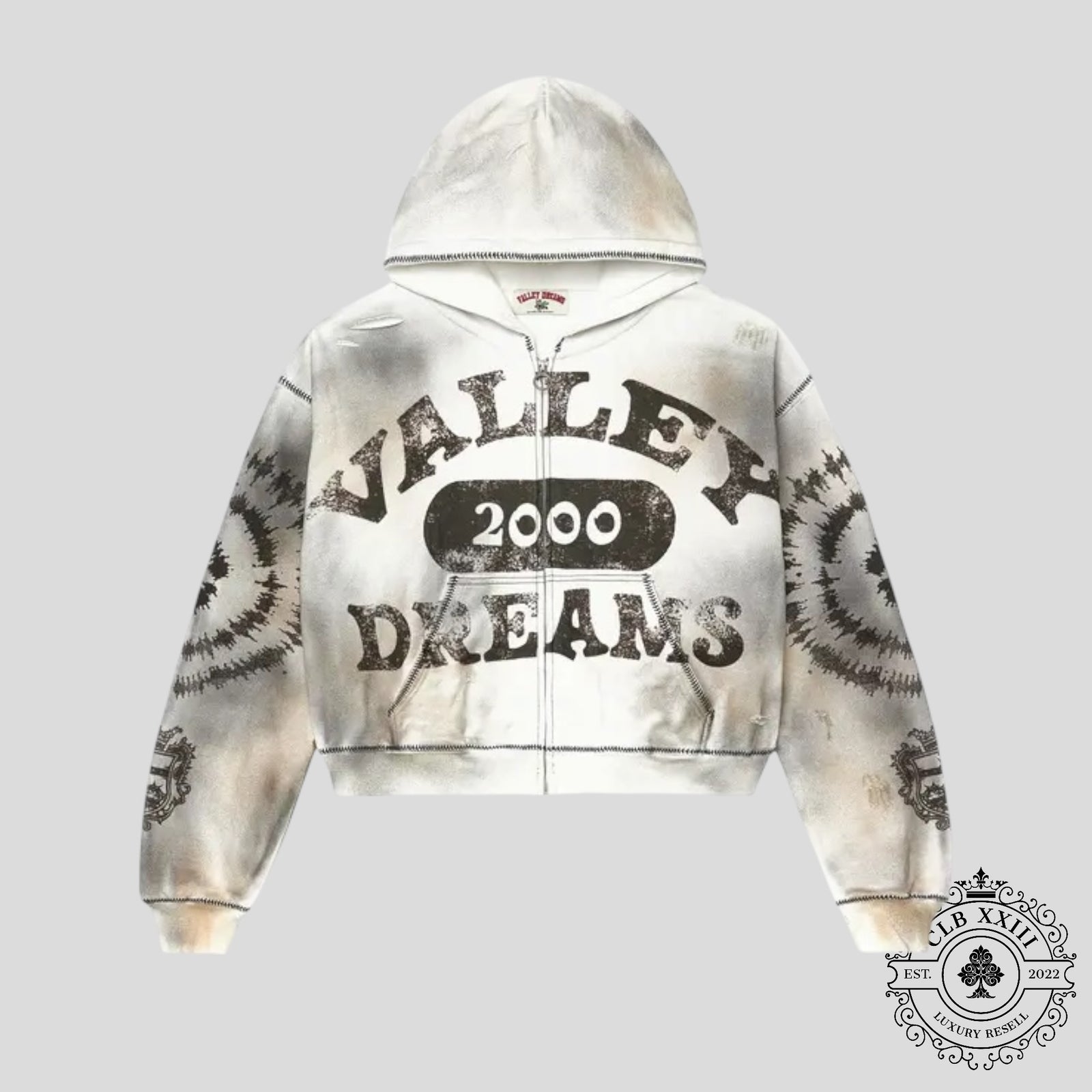 Vale Forever Spiral Zip Up Hoodie in Grey