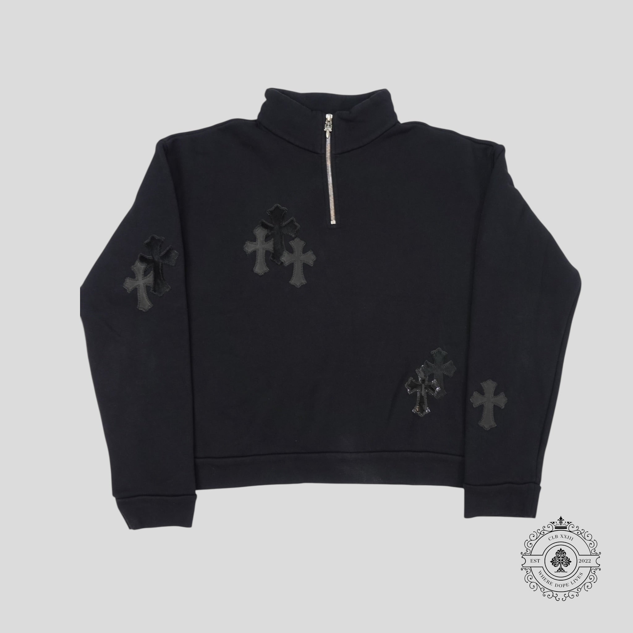Chrome Hearts Pony Hair Quarter Zip in Black