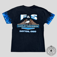 Harley Davidson Dayton Ohio Blue Flame 2005 Vintage Tee in Black