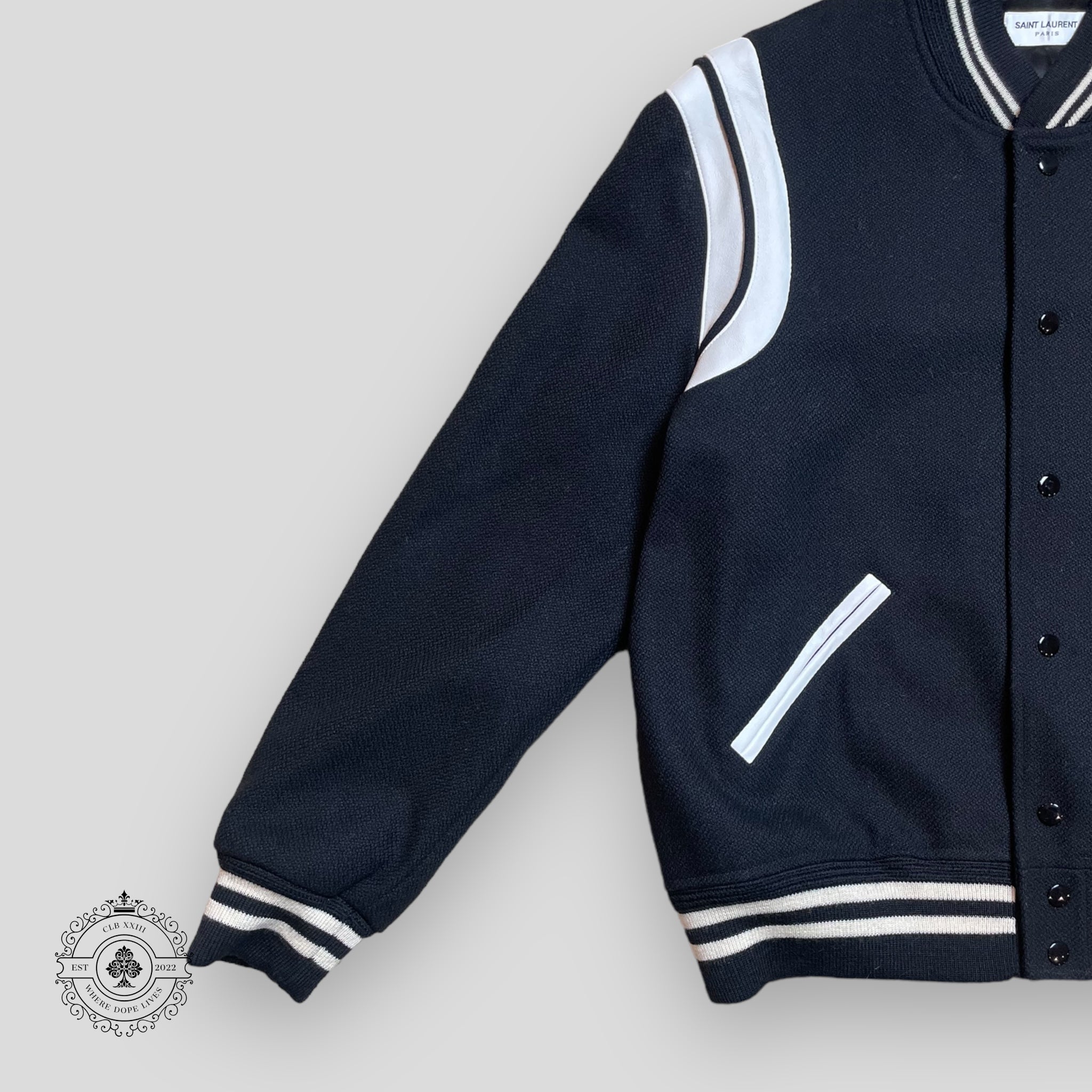 Saint Laurent Varsity Teddy Jacket in Black