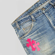 Chrome Hearts Cross Patch Jeans in Pink