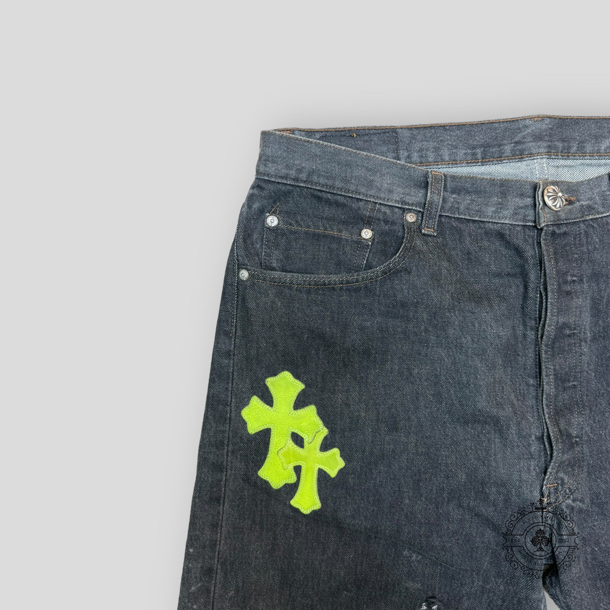 Chrome Hearts Green Cross Patch Jeans